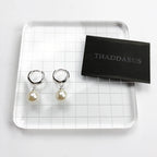 Pearl Hinged Hoop Earrings Creole 925 Sterling Silver Glam Romantic