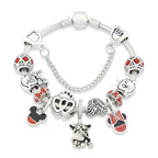 Red Pink Black Crystal Animal Charm Bracelet Heart Mickey Minnie Gift