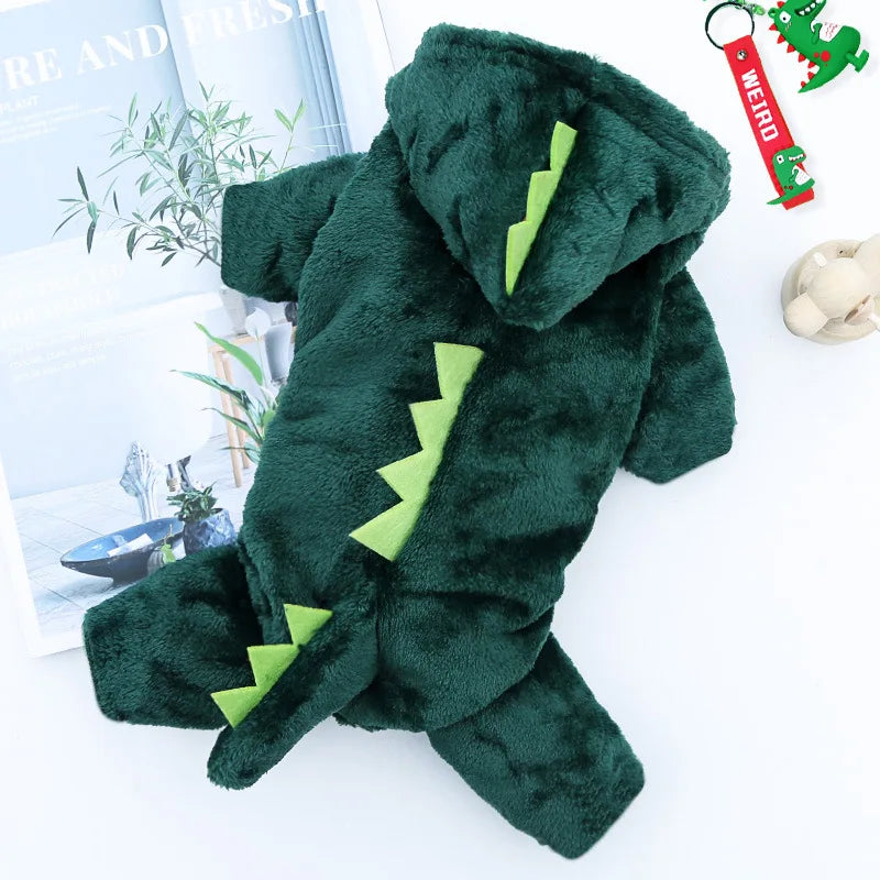 Dinosaur Plush Pet Costume Warm Cat Dog Party Cosplay Clothing Outfit