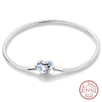 925 Sterling Silver Forever Love Peach Heart Bracelets Star Moon Airplane Earth Bracelets For Women Fit DIY Charms Party Jewelry