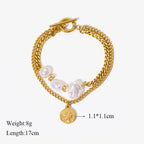 Heart Pearls Stainless Steel Charm Bracelet Girls Birthday Jewellery