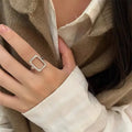 925 Sterling Silver Geometry Sanding Adjustable Rings For Women Elegant Wedding Luxury Jewelry Accessories Argent 925