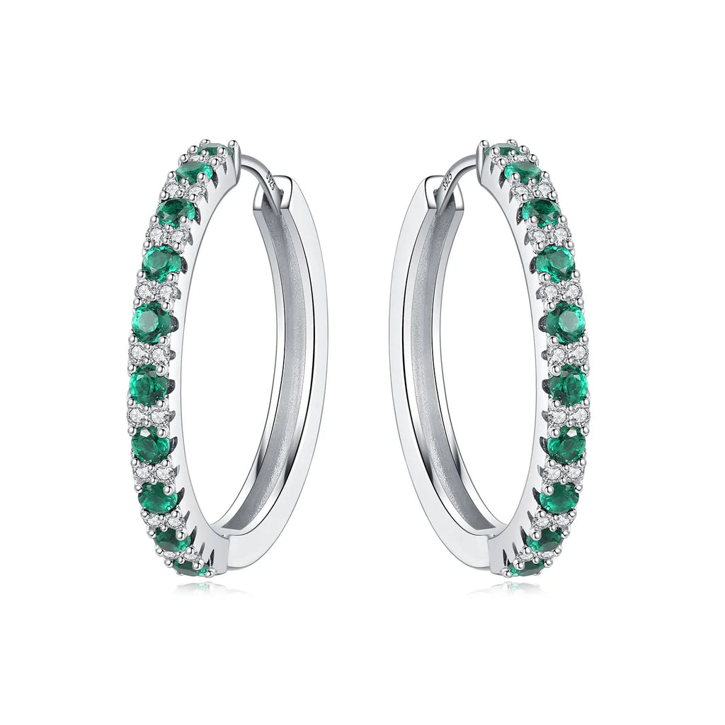 925 Sterling Silver Sparkling Blue Yellow Zircon Hoop Earrings Jewellery Gift