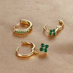 3PCS Trendy Stainless Steel Flower Drop Earring Set Zirconia Dangle