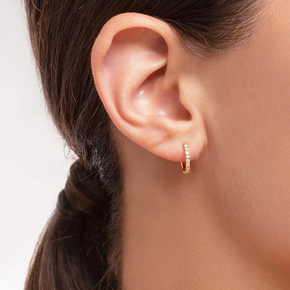 Gold Plated Hinged Hoop Earrings Creole 925 Sterling Silver Trendy