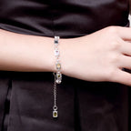 Cute Zircon Crystal Chain Bracelet 925 Sterling Silver Women Wedding Lady