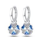 925 Sterling Silver Blue Hydrangea Flower Drop Earrings Anniversary Jewellery Gift
