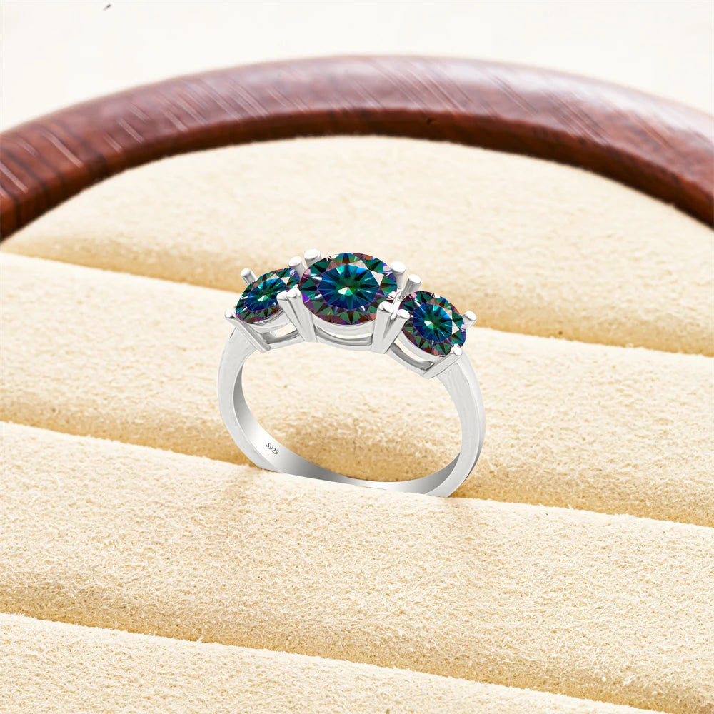 Total 4 carat moissanite ring D Color VVS1 EX Round Moissanite Ring 925 Sterling Silver Eternity Ring Women Engagement Wedding