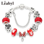 Pink Crystal Bead Charm Bracelet Colourful Enamel Handmade DIY Jewellery