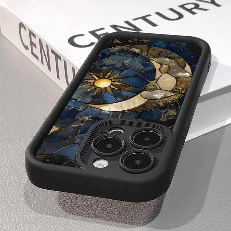 Aesthetic Sun & Moon Case for iPhone 17 16 15 14 13 12 11 Pro Max Plus Soft