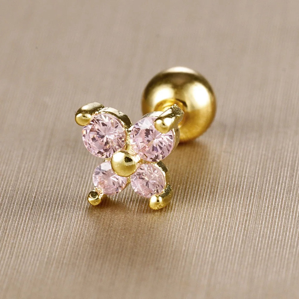 1PC Stainless Steel Birthstone Mini Stud Earrings 12 Constellation