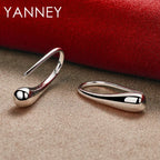 925 Sterling Silver 27mm Water Drop Earrings Women Men Hip Hop Punk Jewellery
