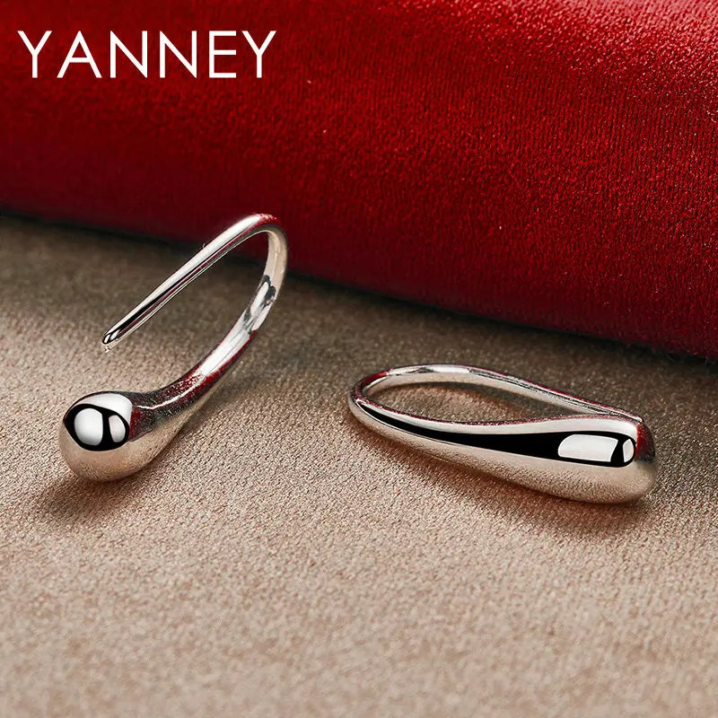 925 Sterling Silver 27mm Water Drop Earrings Women Men Hip Hop Punk Jewellery