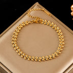 Flower Butterfly Heart Stainless Steel Charm Bracelet Gold Colour