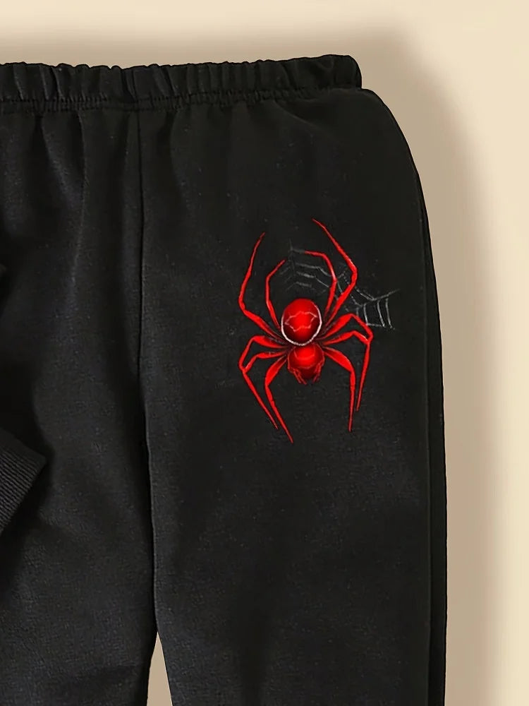 Boys Spiderman Print Sweatshirt & Pants 2pc Suit Kids Long Sleeve Set