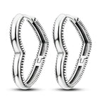 925 Sterling Silver Simple Love Heart Zircon Circle Hoop Earrings Jewellery