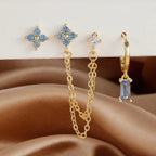 3PCS Exquisite Stainless Steel 12 Constellation Birthstone Earrings Set
