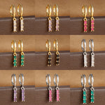 1 Pair Stainless Steel Colourful Zircon Square Dangle Earrings Punk