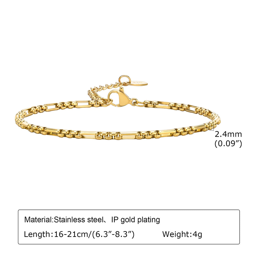 Handmade Clavicle Chain Bracelet for Women, Chic Stainless Steel Link Waterproof Jewelry