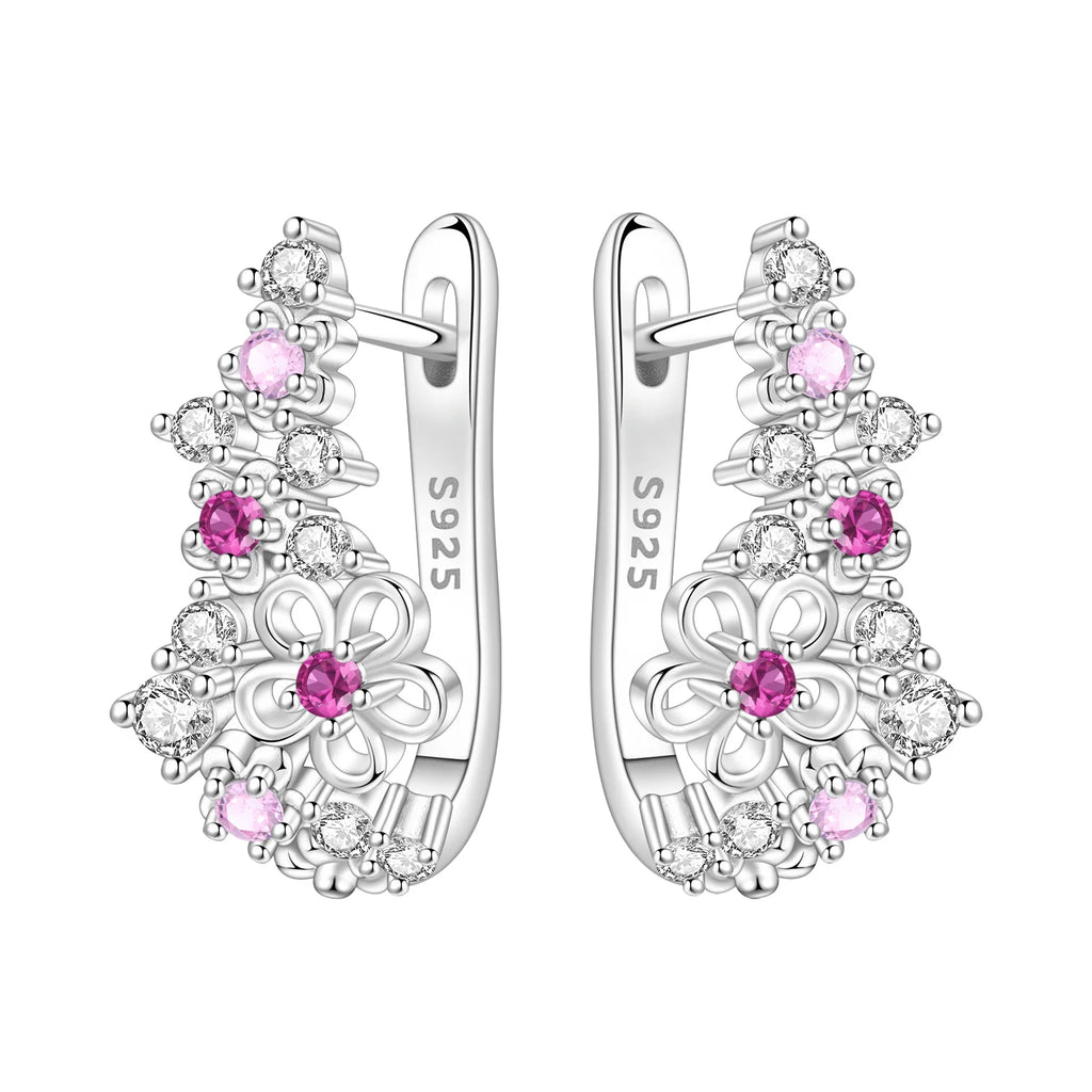 925 Sterling Silver Blue Leaf Plant Ear Studs Hoop Earrings Jewellery Gift