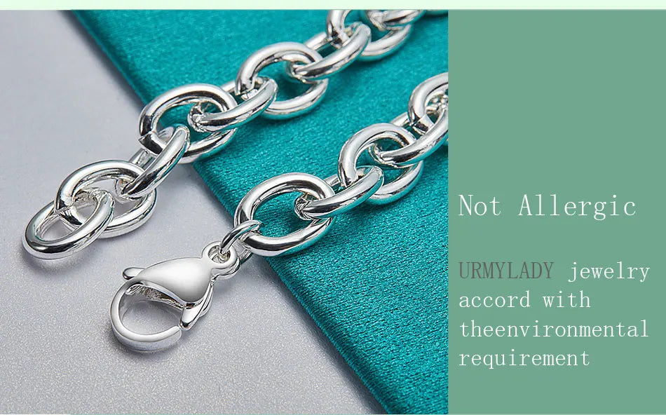 Heart Brand Pendant Bracelet 925 Sterling Silver Women Wedding Engagement