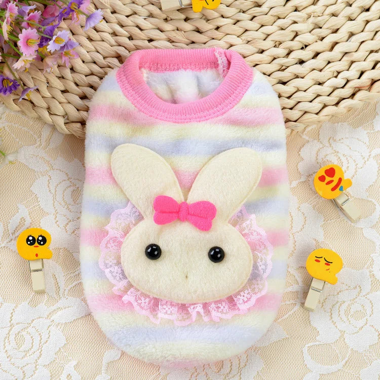Cartoon Puppy Flannel Winter Coat Cute Dog Clothes for Small Dogs