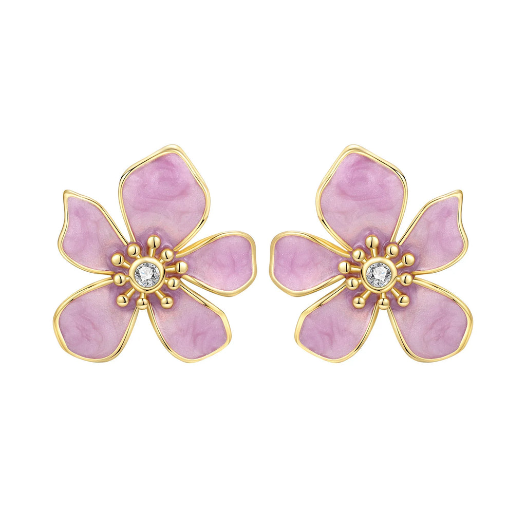 925 Sterling Silver Romantic Pink Love Heart Stud Earrings Birthday Gift
