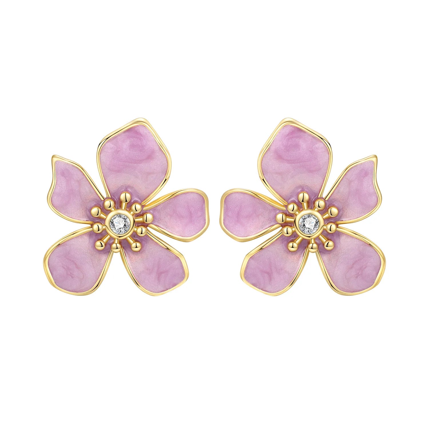925 Sterling Silver Romantic Pink Love Heart Stud Earrings Birthday Gift