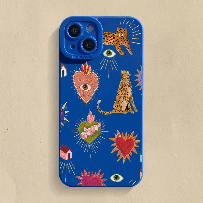 Floral Leopard Eyes Case for Samsung Galaxy S26 S25 S24 S23 A16