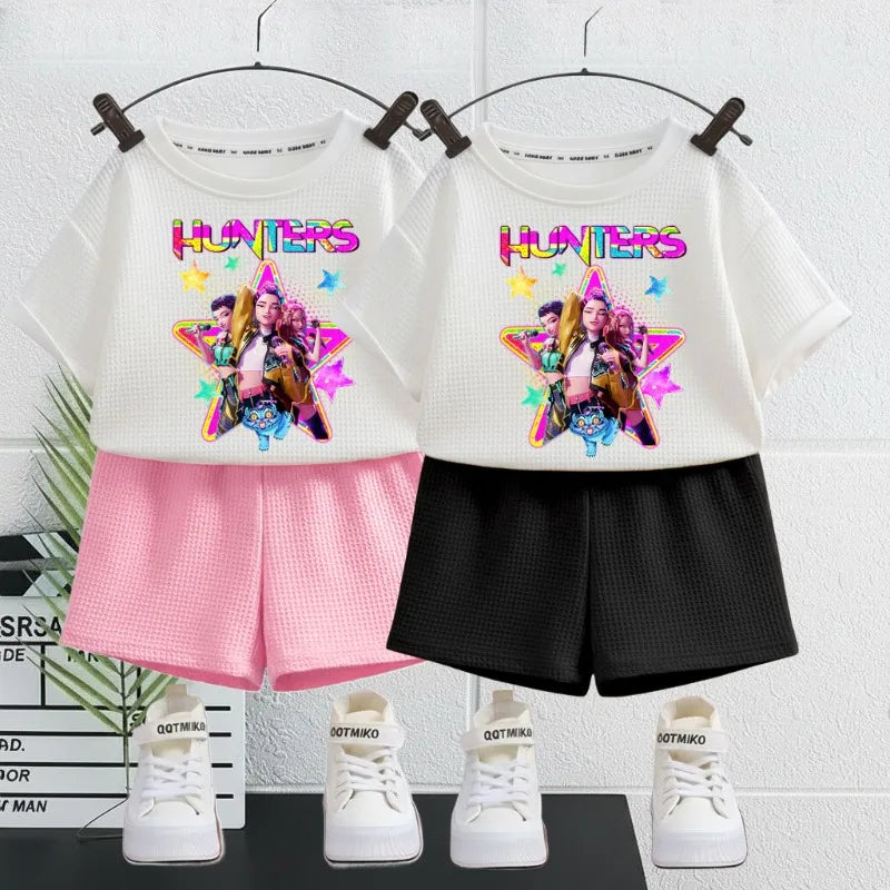 K-pop Girls Summer Casual Outfit Sleeveless Vest and Shorts 2-Piece Set