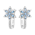 925 Sterling Silver Blue White Cross Versatile Hoop Earrings Birthday Gift
