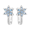925 Sterling Silver Blue Horseshoe Lotus Ear Studs Hoop Earrings Trendy Gift