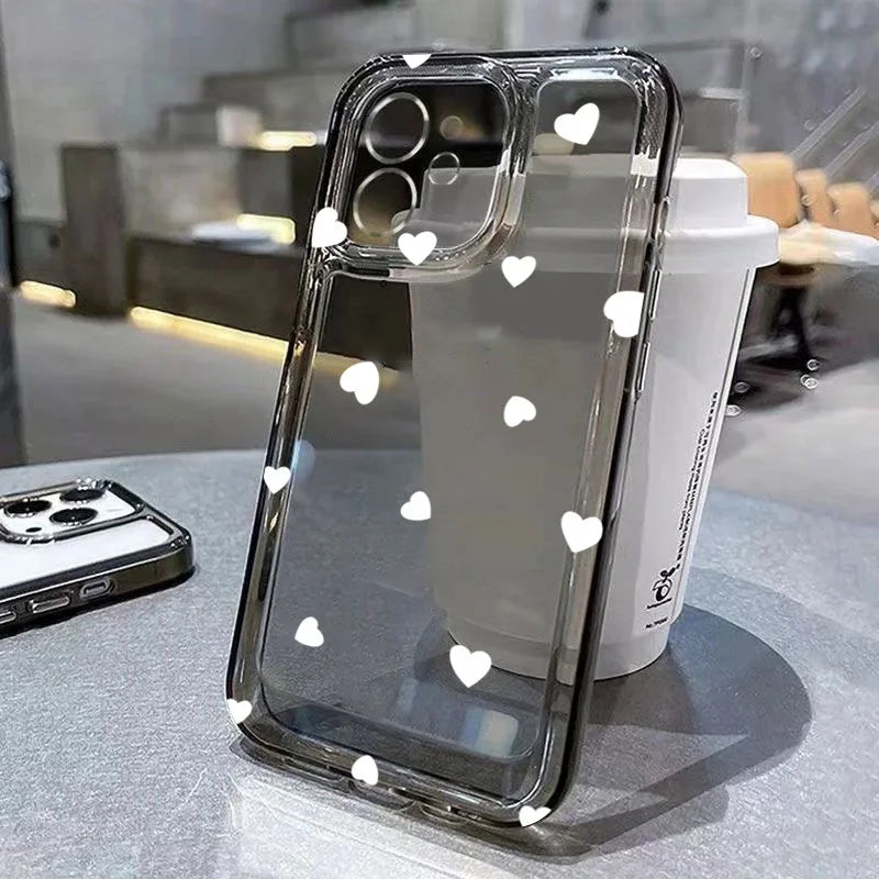 Cute Cartoon Love Heart Case for iPhone 17 16 15 14 13 12 11 Pro Max Mini