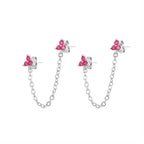 New Stainless Steel Cubic Zirconia Link Chain Ear Studs Triangle