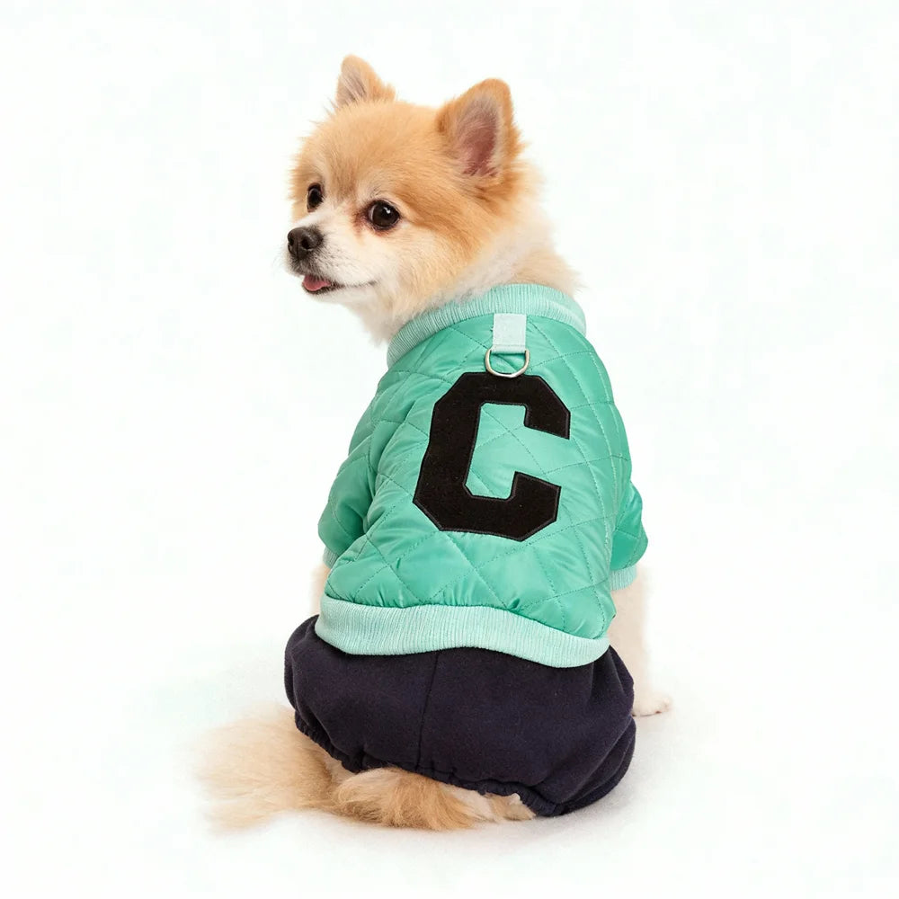 Dog Baseball Jacket Winter Warm Coat Puppy Windproof Thick Fleece Lining