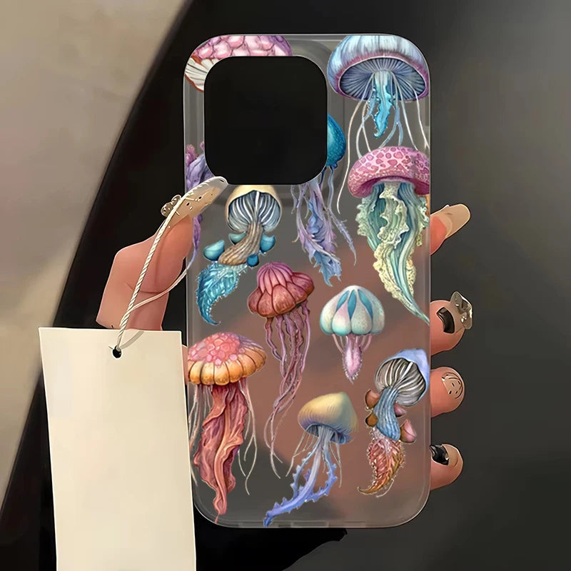 Ocean Jellyfish Print Case for iPhone 17 16 15 14 13 12 Pro Max