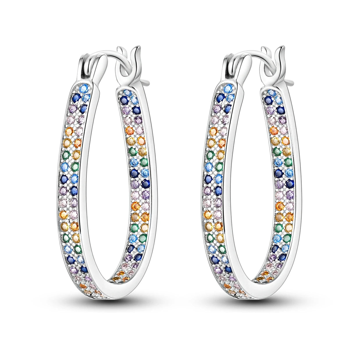 925 Sterling Silver Colourful Wavy Versatile Hoop Earrings Women's Jewellery