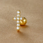 1pc Stainless Steel Moon Cross Stud Tiny Zirconia Rook Tragus Helix Piercing