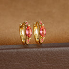 Circle Round Hoop Earrings Women Colorful Zircon Stainless Steel