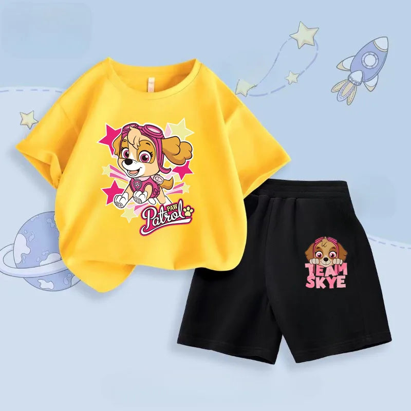 PAW Patrol Girls Short Sleeve T-Shirt and Shorts 2-Piece Summer Set