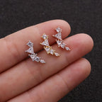 1PC Rose Curved CZ Cartilage Ear Stud 10g Stainless Steel Helix Rook