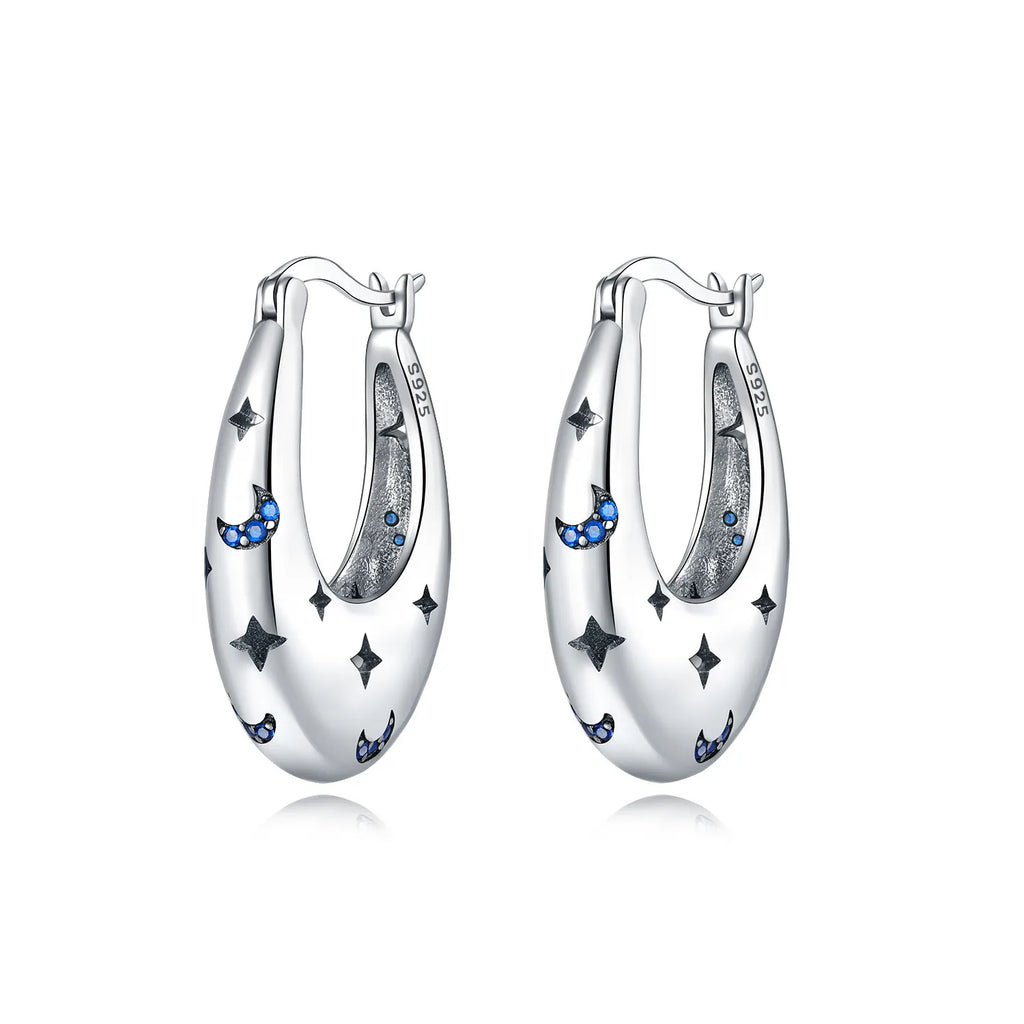 925 Sterling Silver Moon Tassel Versatile Hoop Earrings Fine Birthday Gift