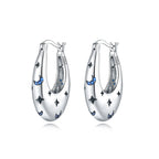 925 Sterling Silver Moon Tassel Versatile Hoop Earrings Fine Birthday Gift