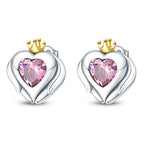 925 Sterling Silver Romantic Pink Love Heart Stud Earrings Birthday Gift