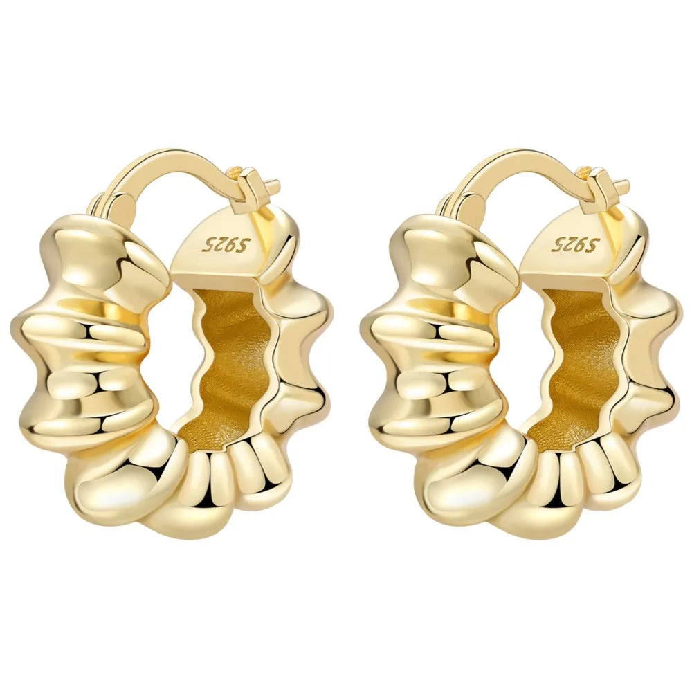 925 Sterling Silver Gold Temperament Versatile Hoop Earrings Birthday Gift