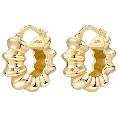 925 Sterling Silver Gold Temperament Versatile Hoop Earrings Birthday Gift