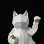 25cm Resin Lucky Cat Statue Nordic Animal Figurine Office Living Room Ornaments