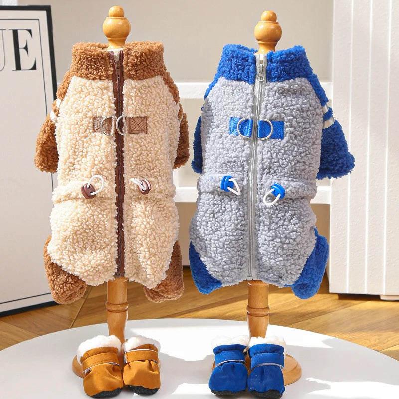 Back Closure Dog Jacket Stylish Winter Coat Warm Zip Up Puppy Outdoor Wear