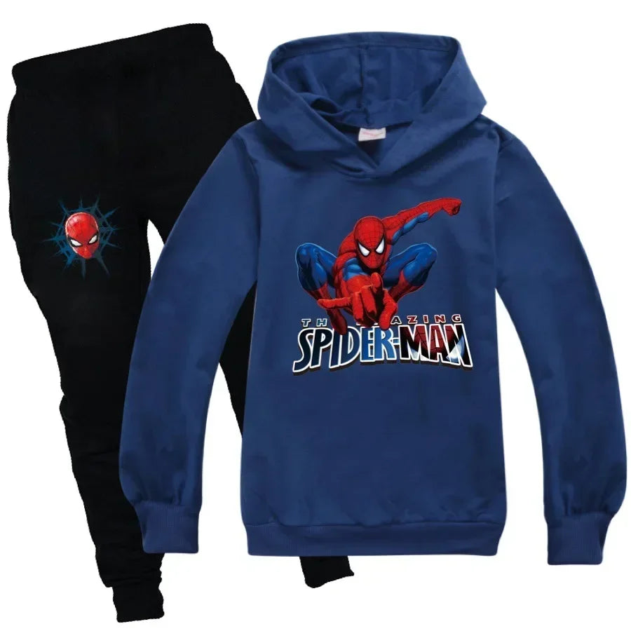 Kids Spiderman Print Hoodie & Pants Suit Boys Girls Casual Clothing Set