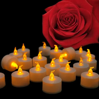 Flickering Flameless LED Tea Lights Warm Yellow Valentine's Day Gift Ship from UK